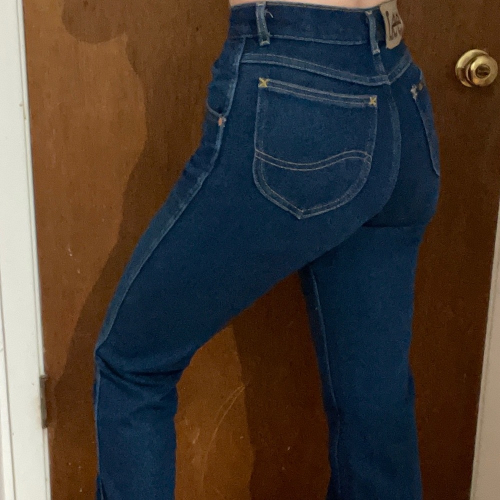 Vintage Lee 70s High Waisted Dark Denim Jeans